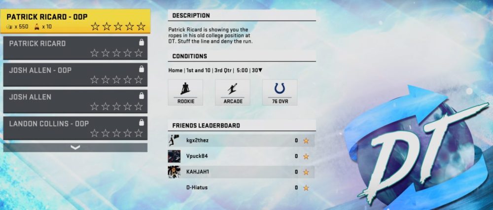 Madden 20 MUT zero chill challenges