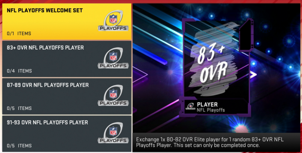 mut nfl playoffs promo exchange sets