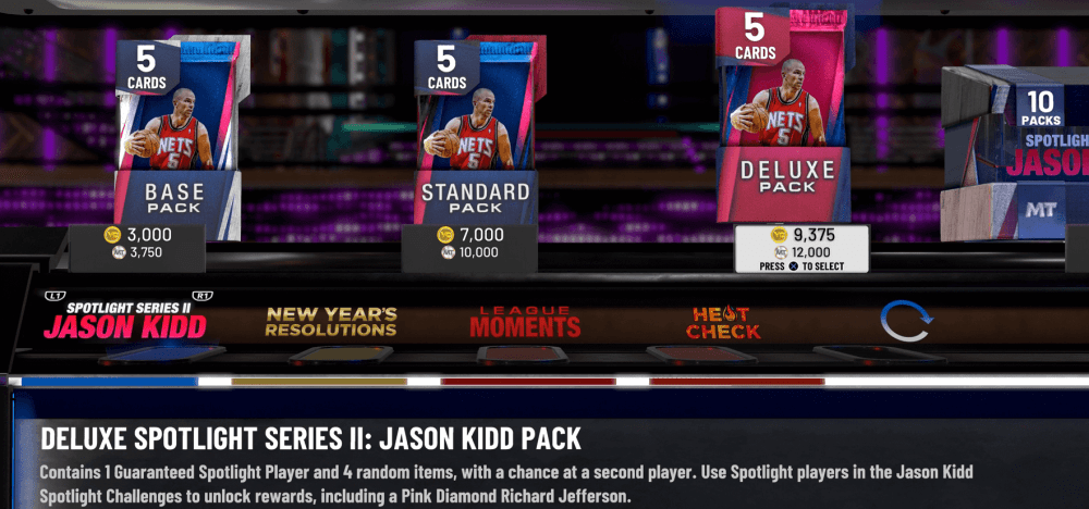 myteam spotlight series jason kidd packs