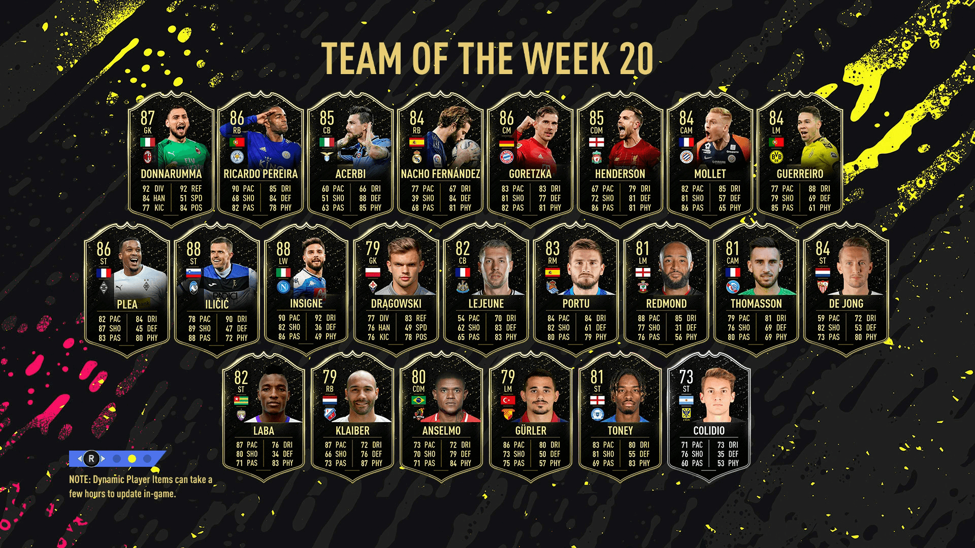 fut team of the week 20 splash