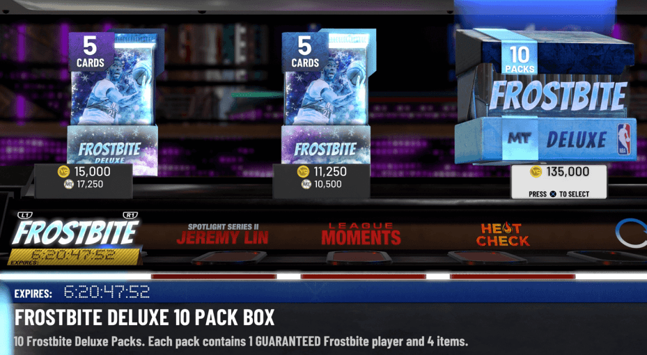 myteam frostbite packs