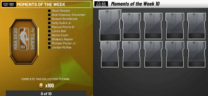 nba 2k20 myteam moments of the week 10 collection