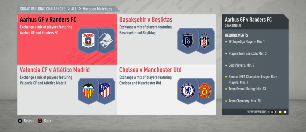 fifa 20 fut marquee matchups