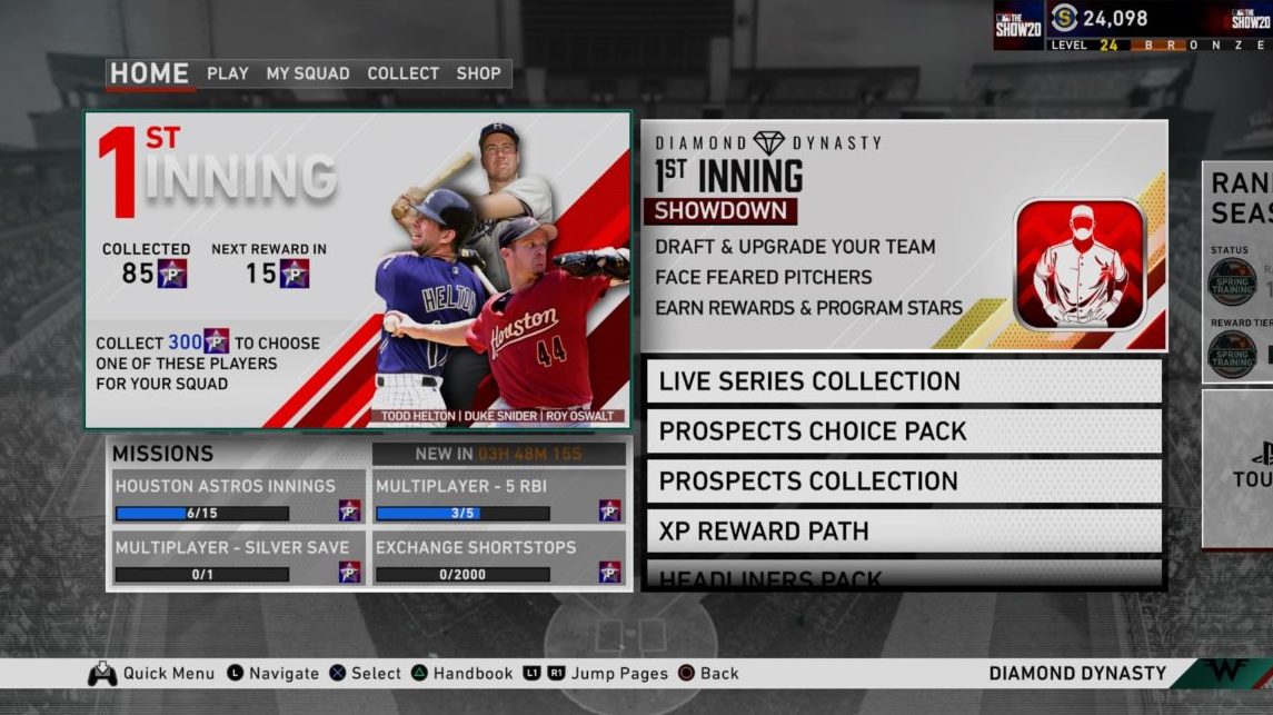 diamond dynasty team affinity missions