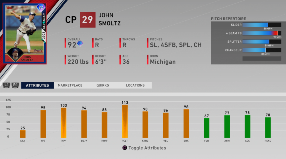 diamond dynasty all-star john smoltz