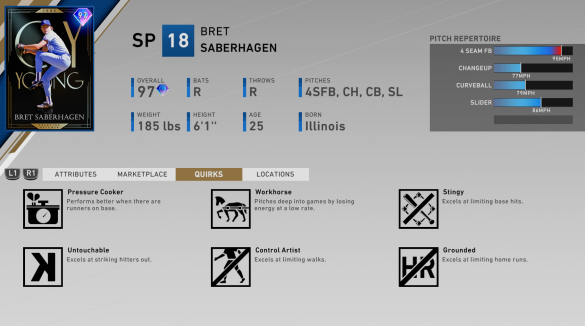 headliners set 23 bret saberhagen quirks