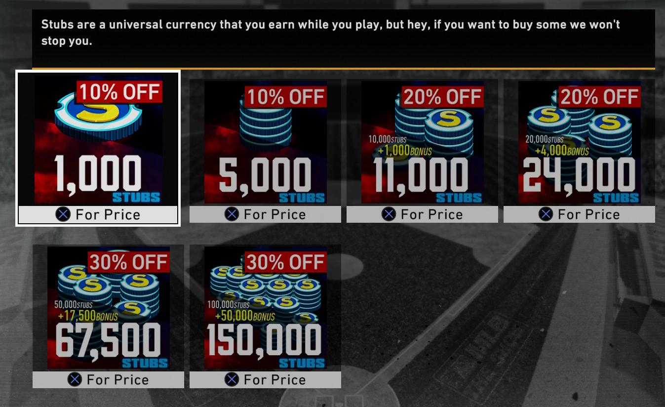 mlb the show 20 stubs sale