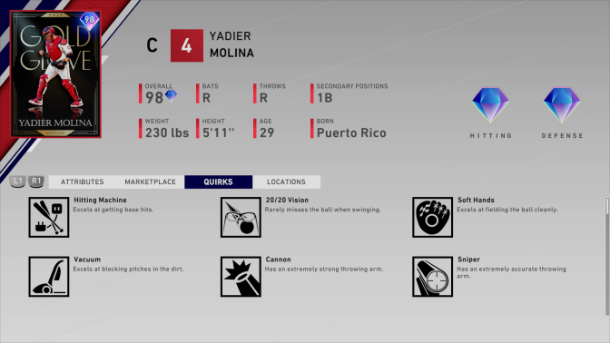 headliners set 36 yadier molina ratings