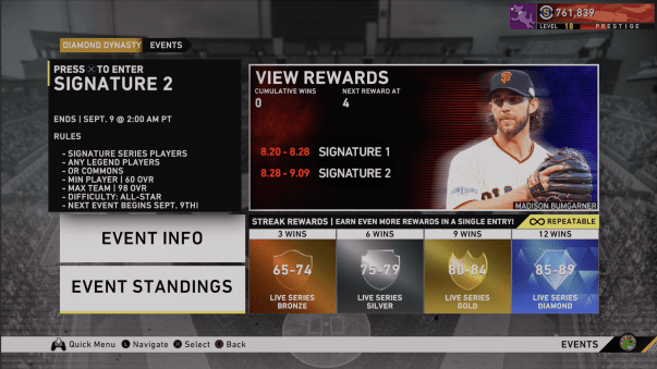 diamond dynasty signature 2 event