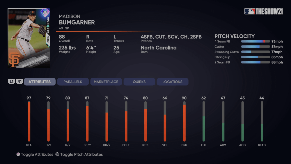 MLB The Show 21 evolution madison bumgarner