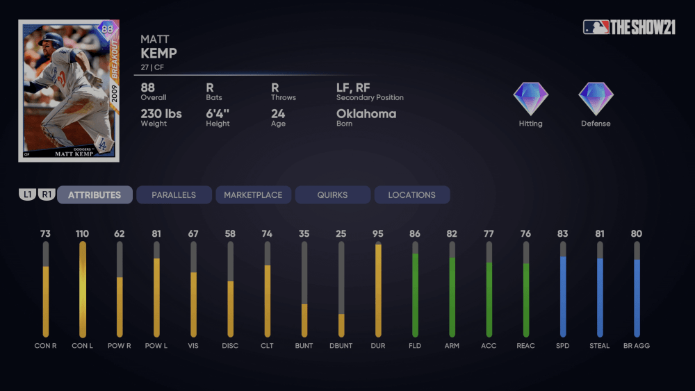 mlb the show 21 matt kemp