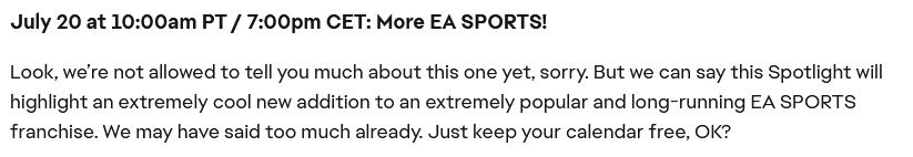 EA Sports blurb