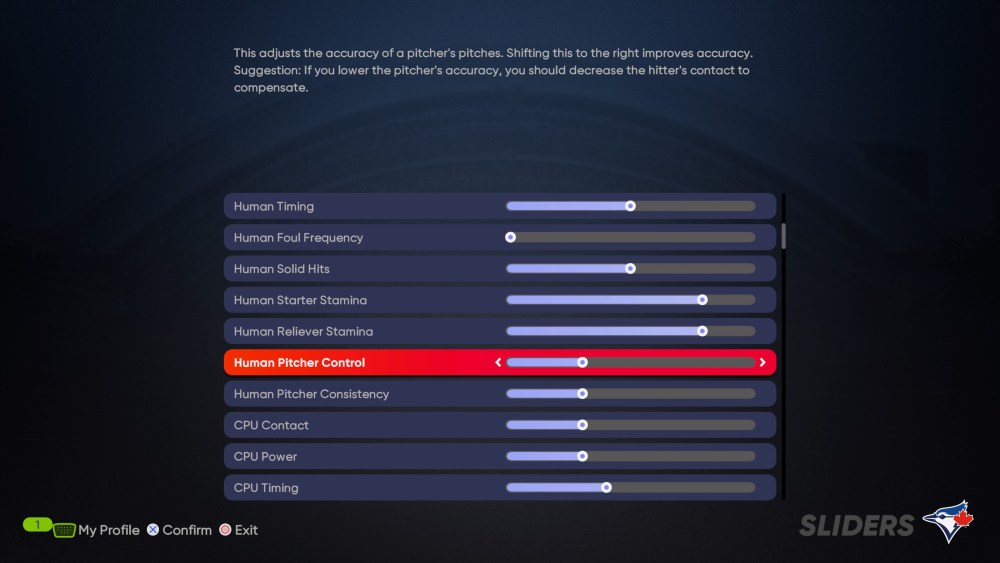 MLB The Show 21 sliders
