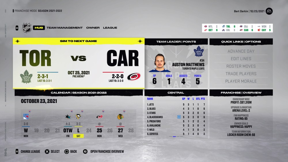 NHL 22 franchise mode