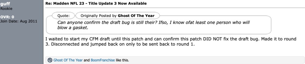 madden 23 franchise bug