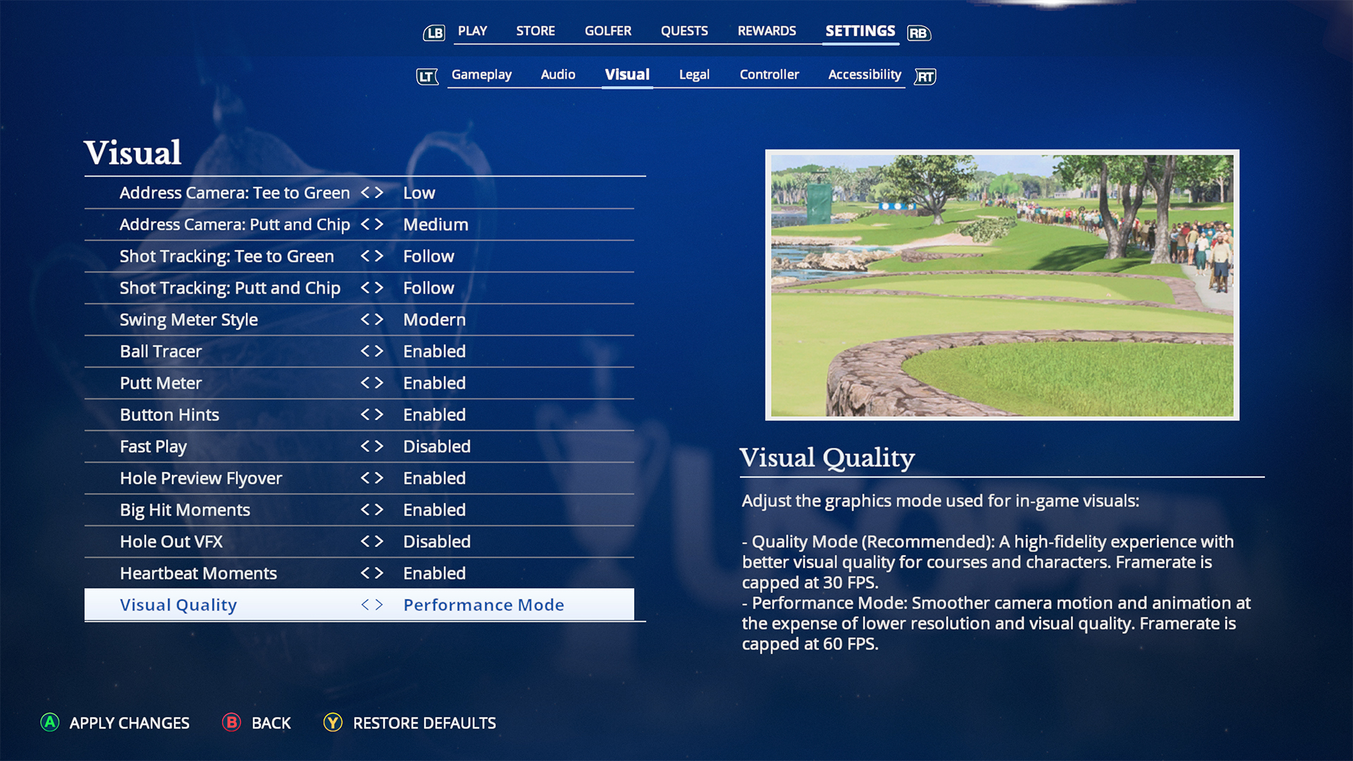 ea sports pga tour performance mode