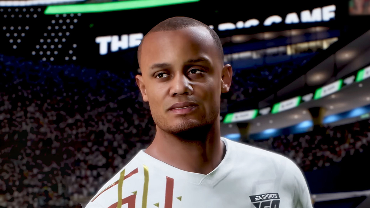 Vincent Kompany standing in a stadium in EA FC 24.