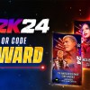 The WWE 2K24 logo, with Cody Rhodes, Bianca Belair, and Rhea Ripley pro cards.