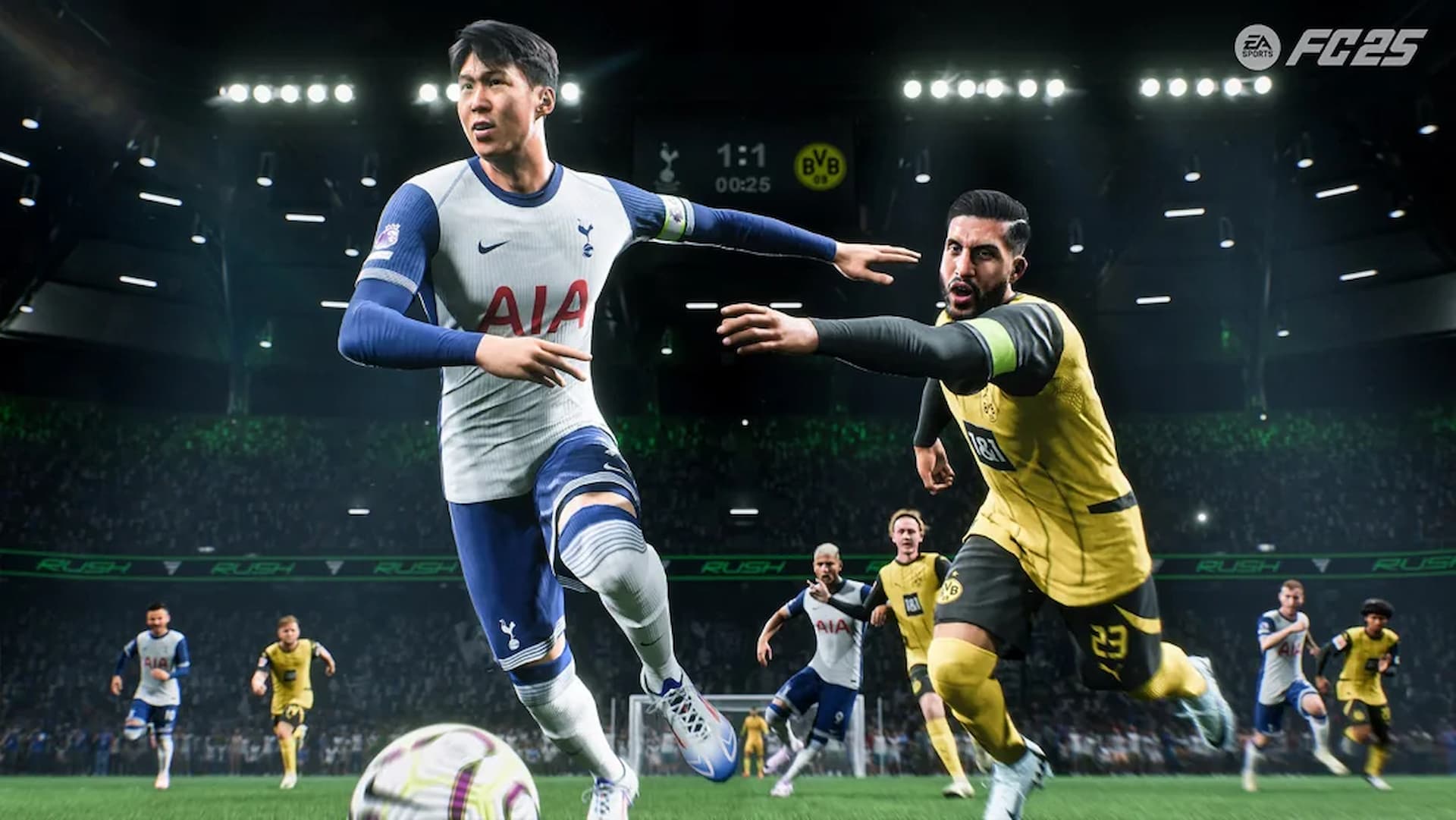 Heung-Min Son running with the ball in EA FC 25.