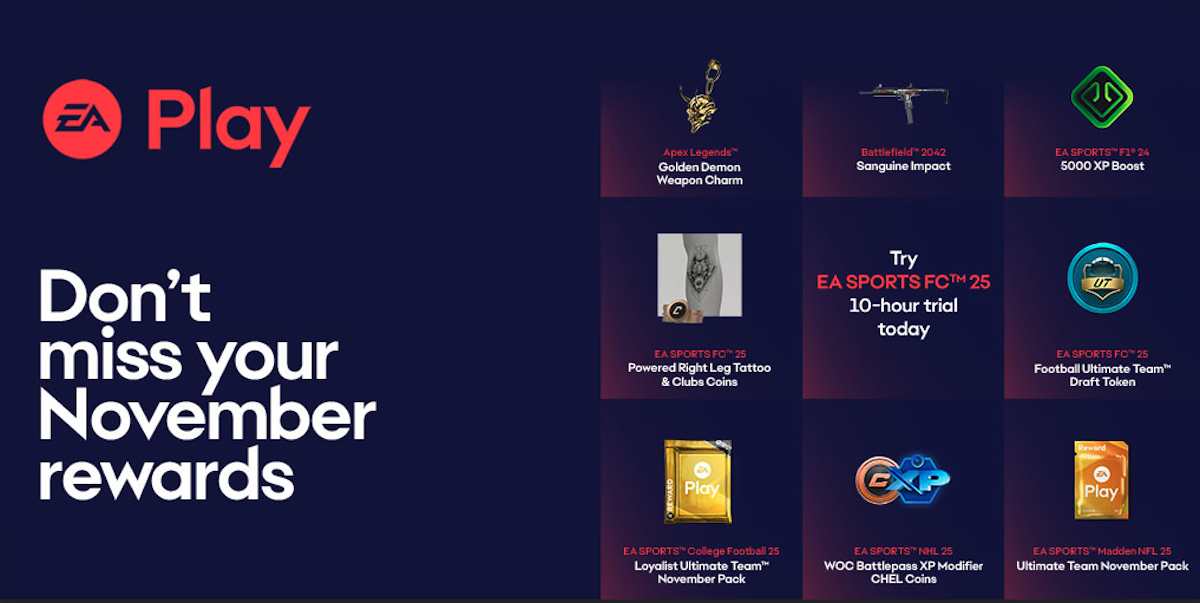 ea play member rewards november